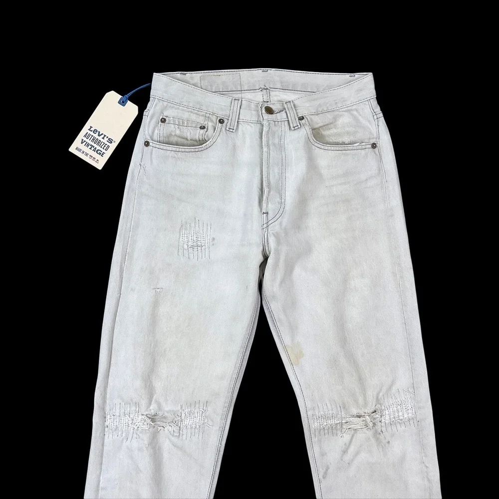 Levis Jeans Men 30 (ACTUAL 29x32) Gray Straight Authorized Vintage Denim $228‎